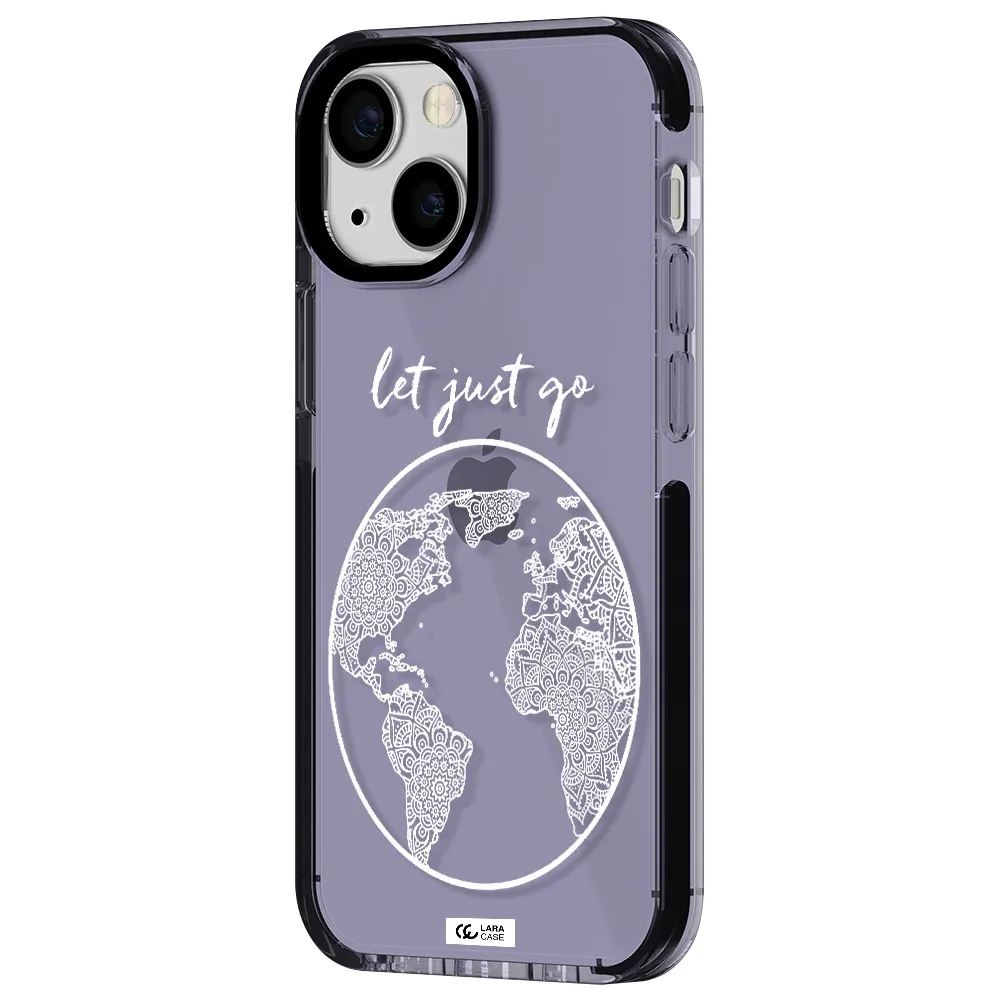 a white background with a circle Apple iPhone 15 impact Lilac Case