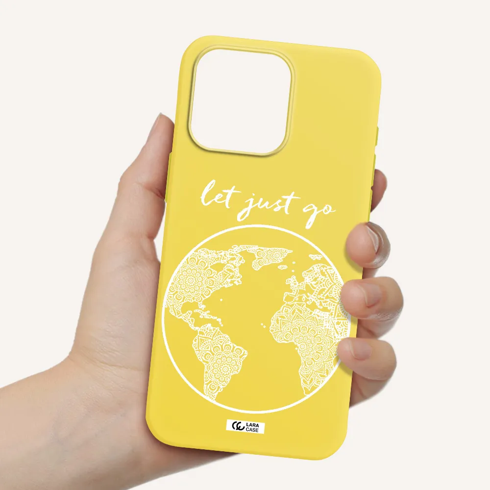 a white background with a circle Apple Iphone 15 Pro max Silicone canary yellow Case