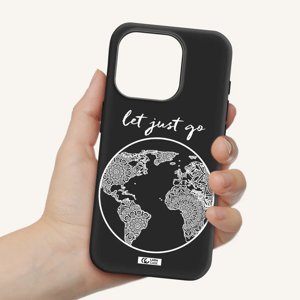 A White Background With A Circle Apple Iphone 15 Pro Silicone Black Case