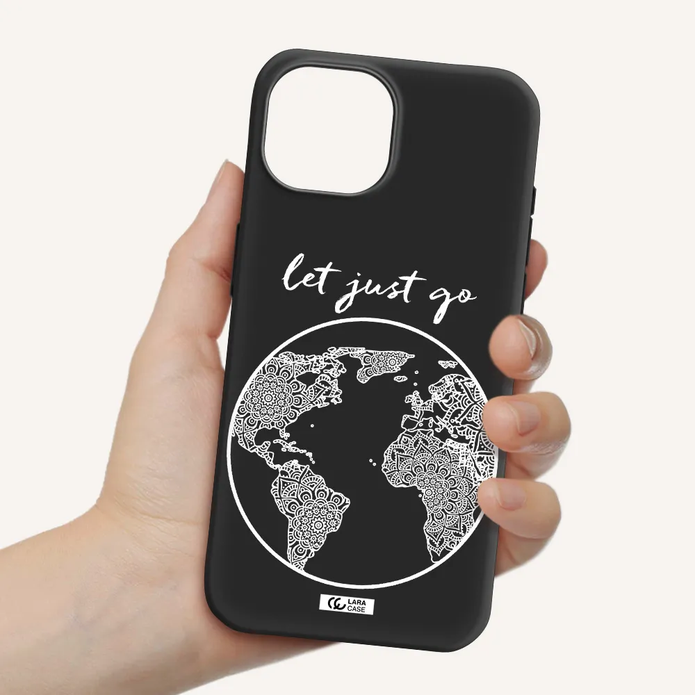 a white background with a circle Apple iPhone 15 Silicone black Case