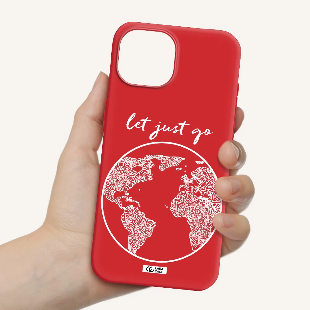 A White Background With A Circle Apple Iphone 15 Silicone Imperial Red Case