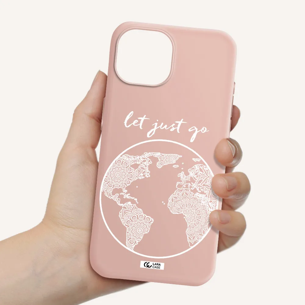 A White Background With A Circle Apple Iphone 15 Silicone Pastel Pink Case