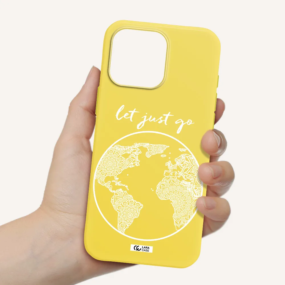 A White Background With A Circle Apple Iphone 16 Pro Max Silicone Canary Yellow Case