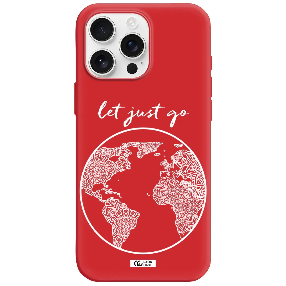 A White Background With A Circle Apple Iphone 16 Pro Max Silicone Imperial Red Case