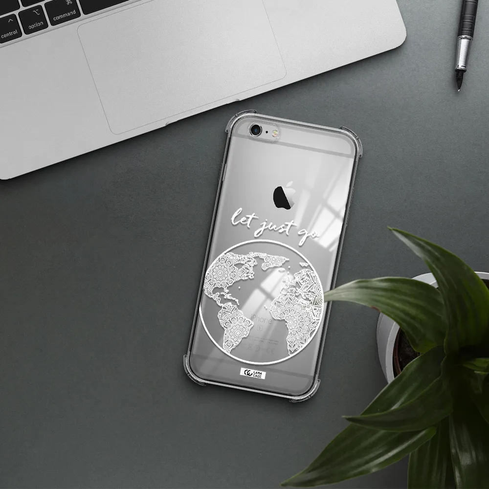 a white background with a circle Apple iPhone 6 plus Clear PC Case