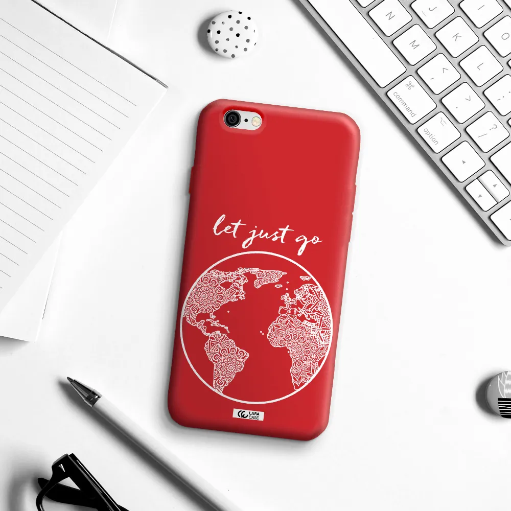 a white background with a circle Apple iPhone 6 Silicone Imperial Red Case