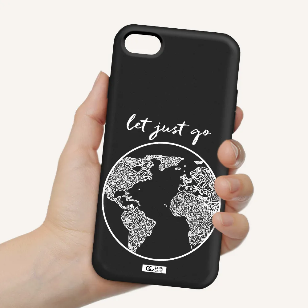 a white background with a circle Apple iPhone 7 Silicone black Case