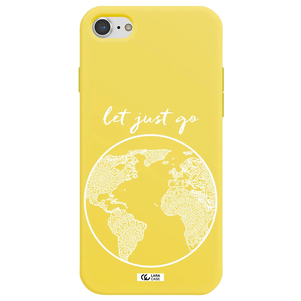 a white background with a circle Apple iPhone 7 Silicone canary yellow Case