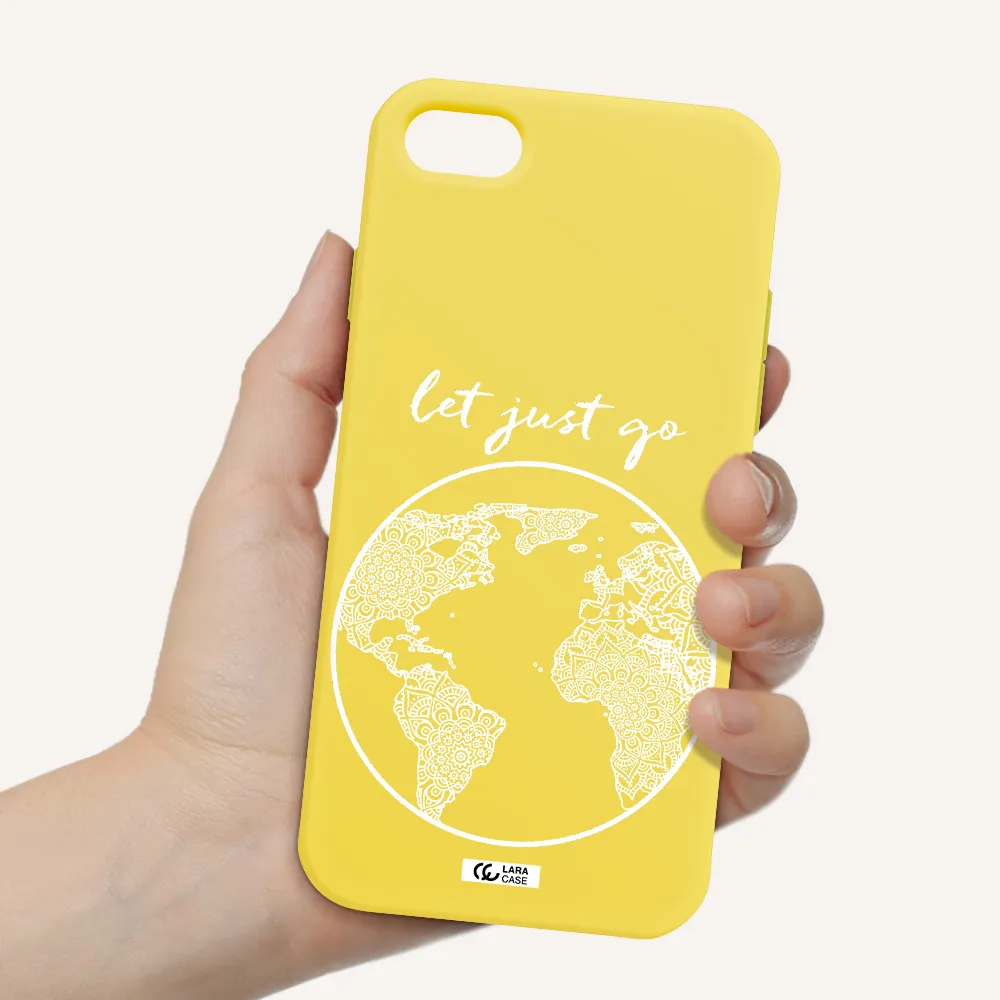 a white background with a circle Apple iPhone 7 Silicone canary yellow Case