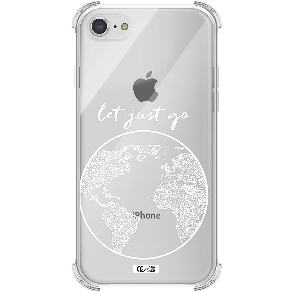 a white background with a circle Apple iPhone 8 Clear PC Case