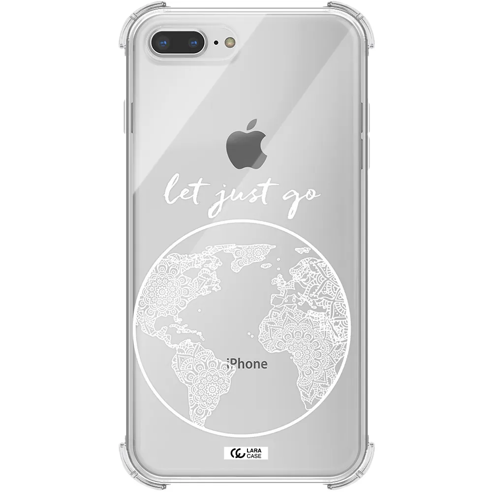 a white background with a circle Apple iPhone 8 plus Clear PC Case