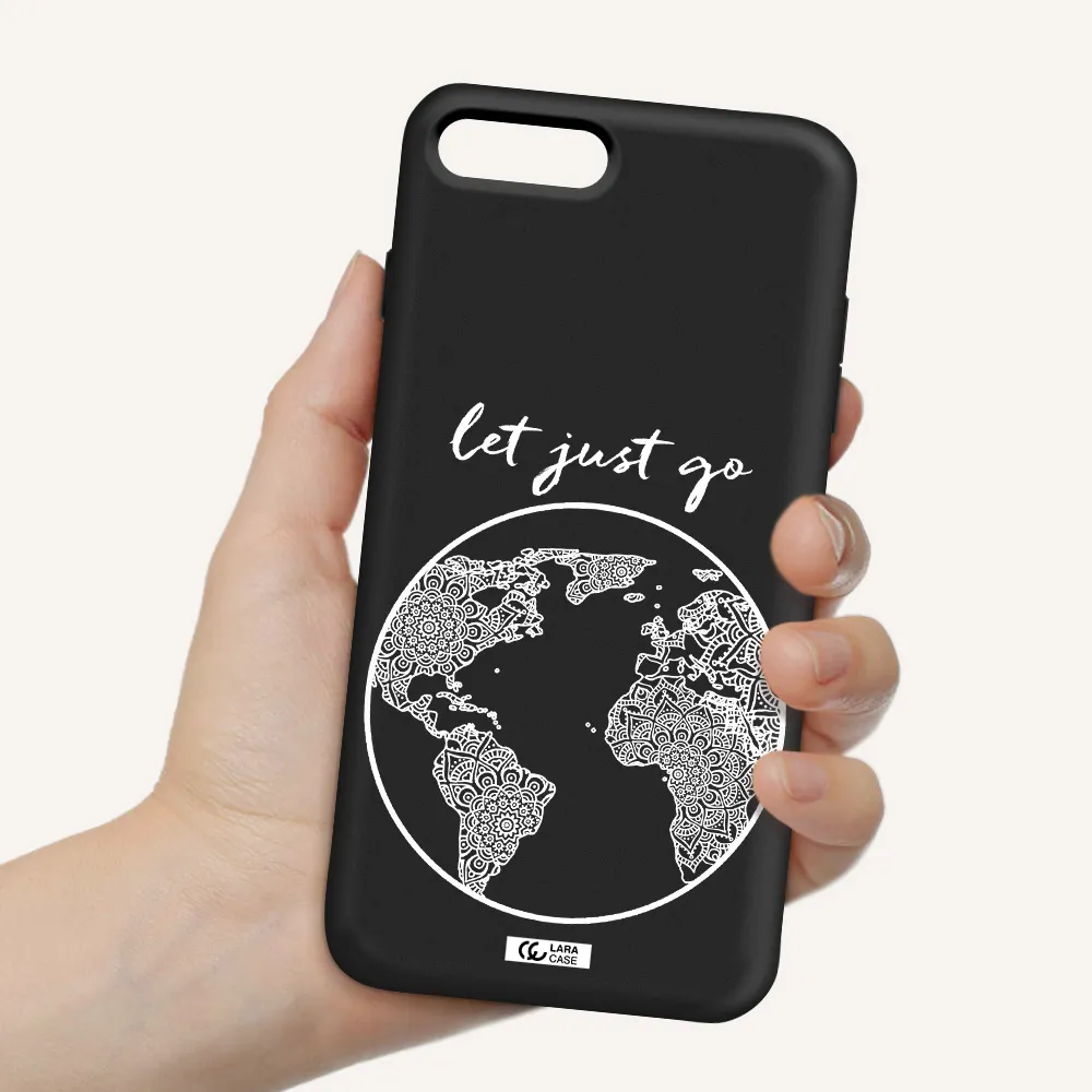 a white background with a circle Apple iPhone 8 plus Silicone black Case