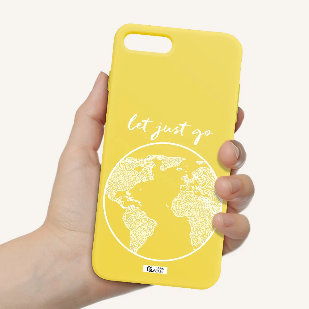 a white background with a circle Apple iPhone 8 plus Silicone canary yellow Case