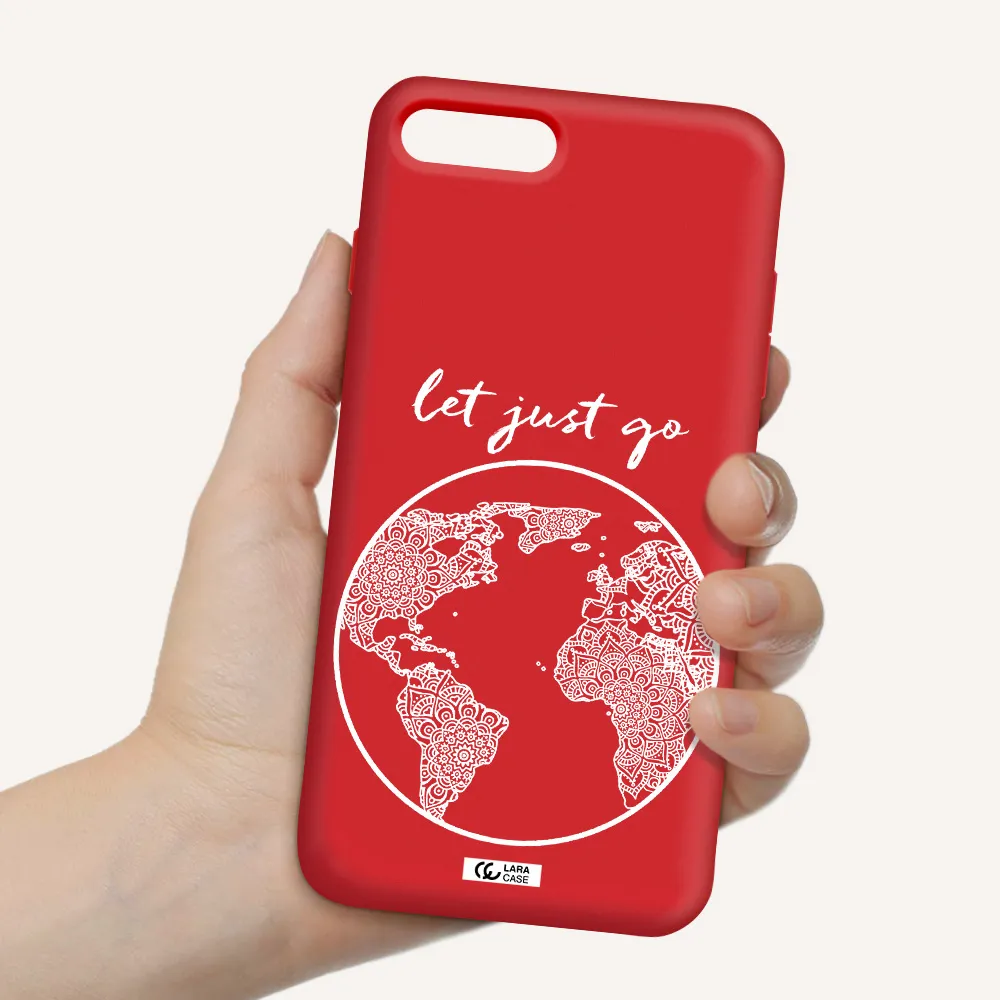 a white background with a circle Apple iPhone 8 plus Silicone Imperial Red Case