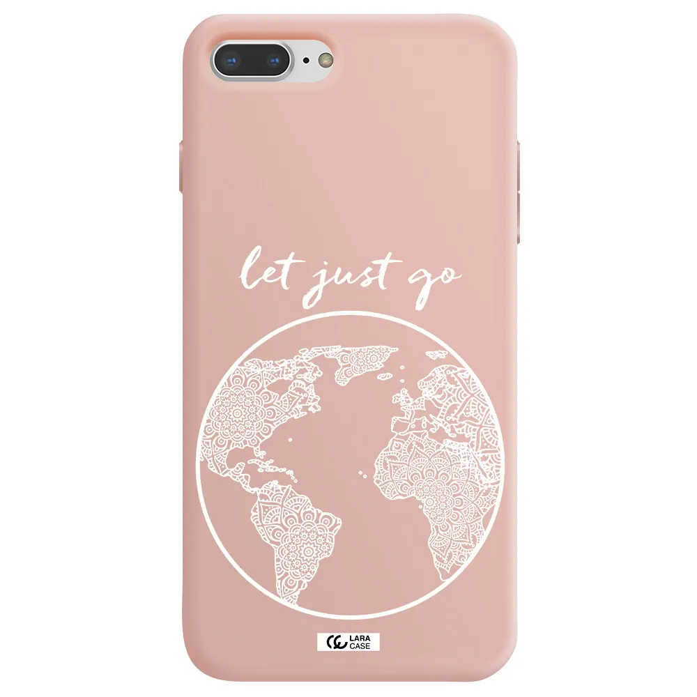 a white background with a circle Apple iPhone 8 plus Silicone pastel pink Case