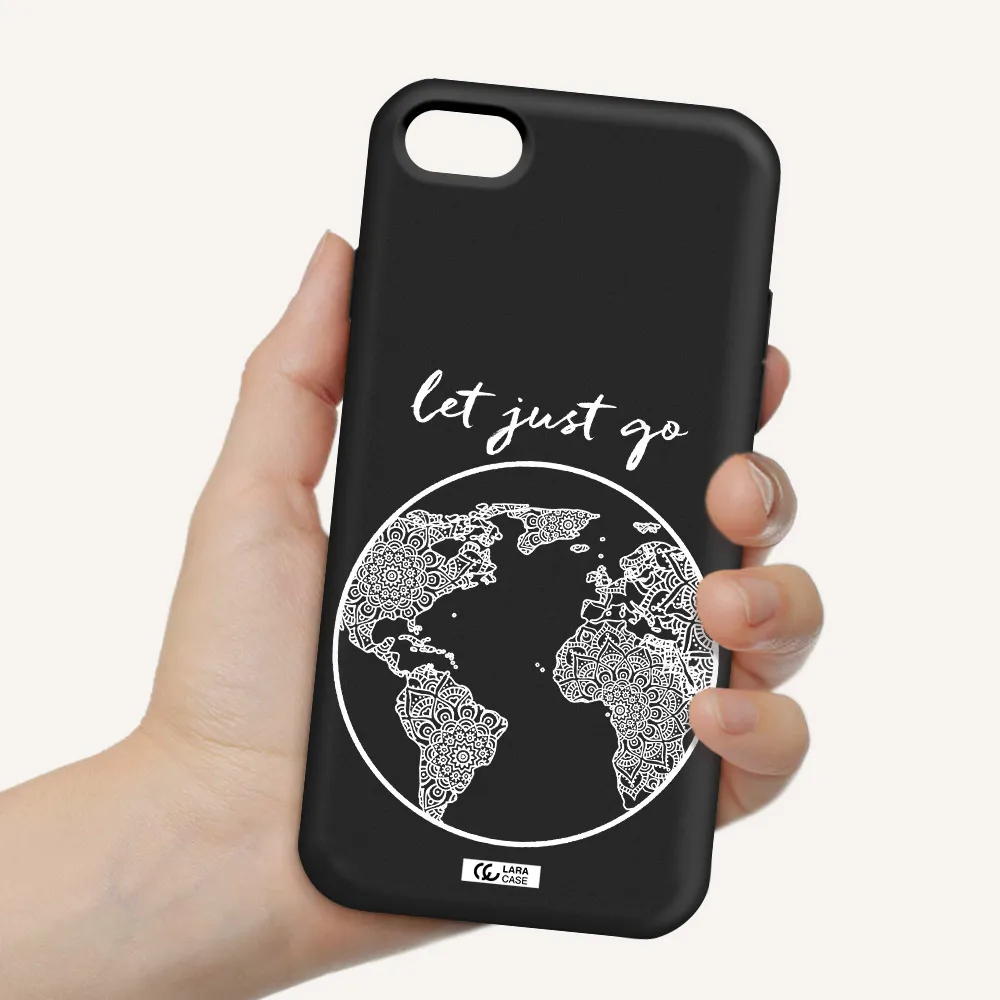 a white background with a circle Apple iPhone 8 Silicone black Case