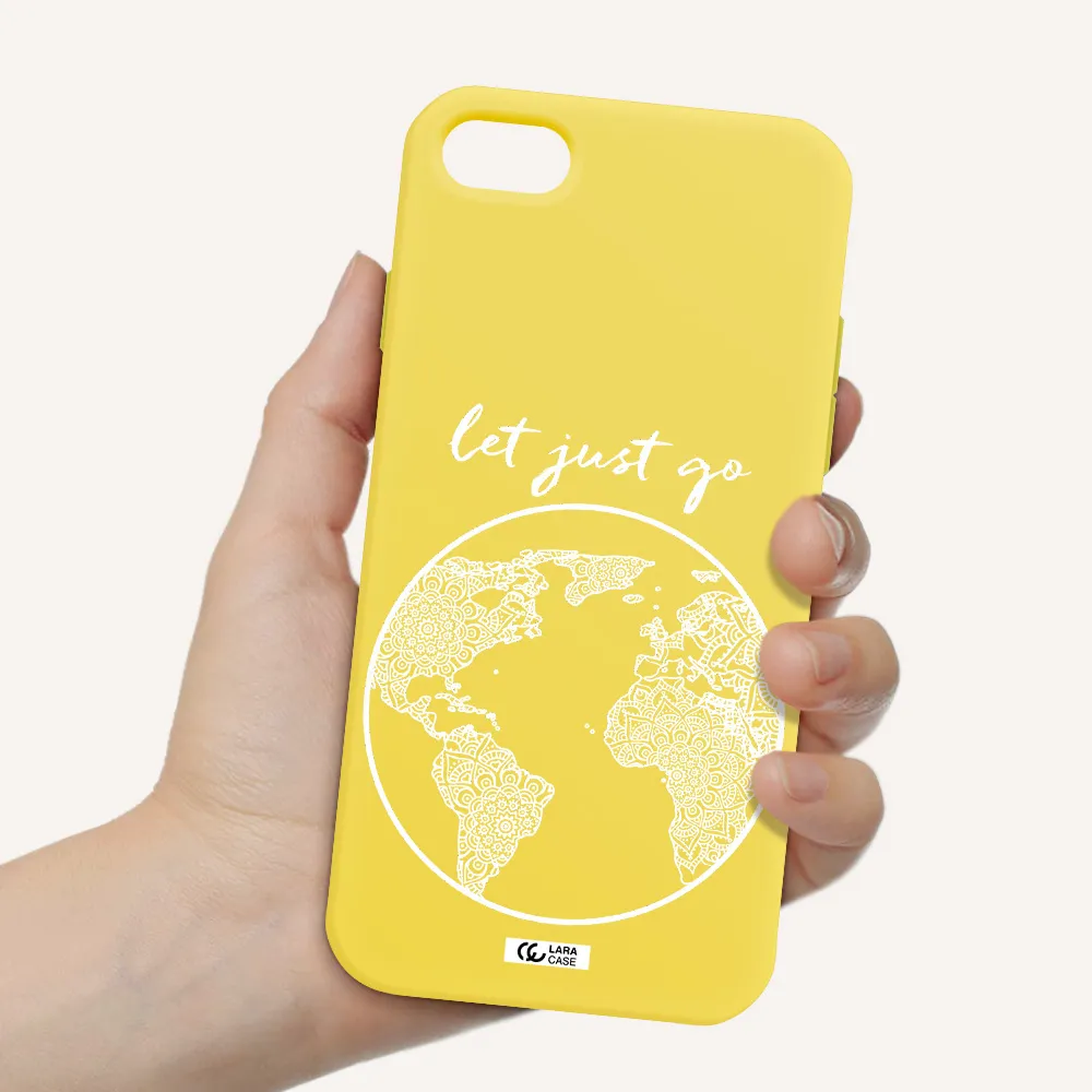 a white background with a circle Apple iPhone 8 Silicone canary yellow Case