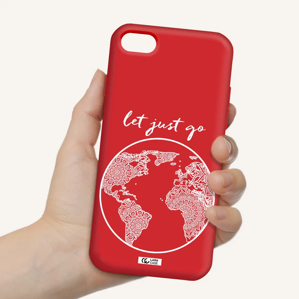 a white background with a circle Apple iPhone 8 Silicone Imperial Red Case