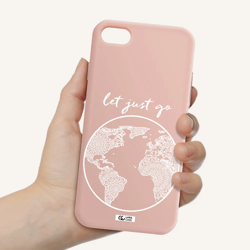 a white background with a circle Apple iPhone 8 Silicone pastel pink Case