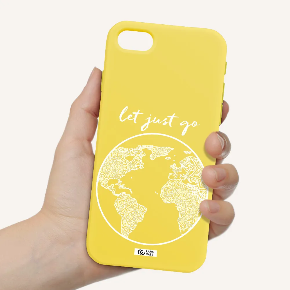 a white background with a circle Apple iPhone se 2020 Silicone canary yellow Case