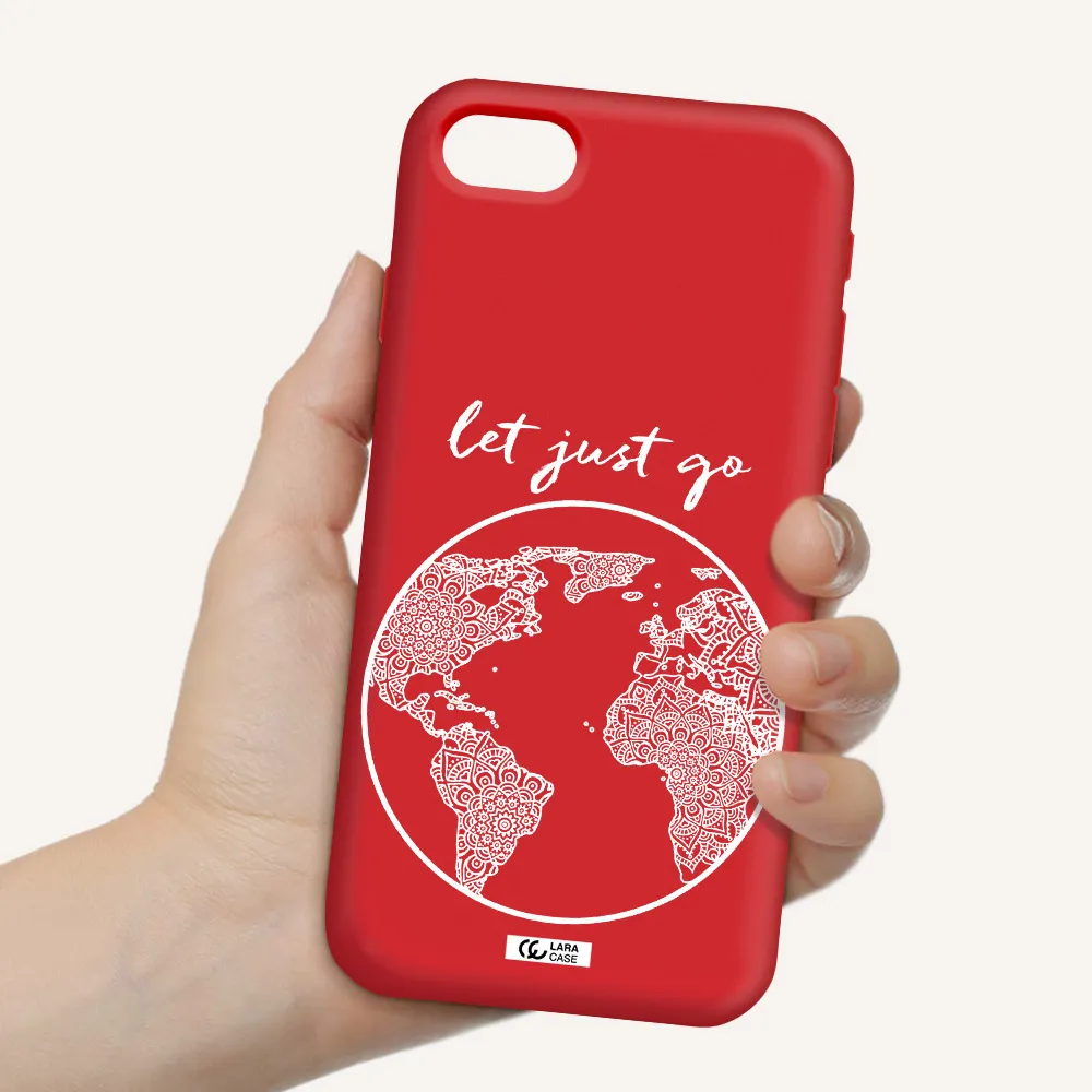 a white background with a circle Apple iPhone se 2020 Silicone Imperial Red Case