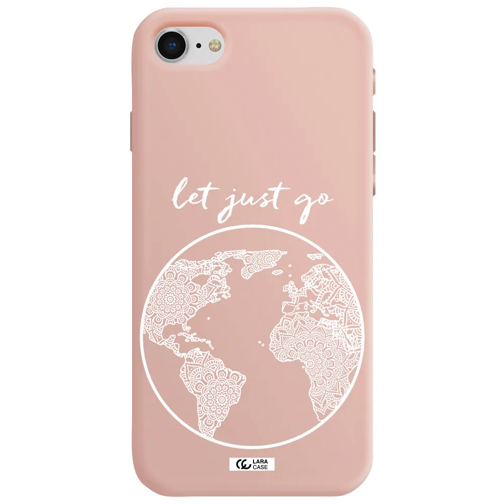 a white background with a circle Apple iPhone se 2020 Silicone pastel pink Case