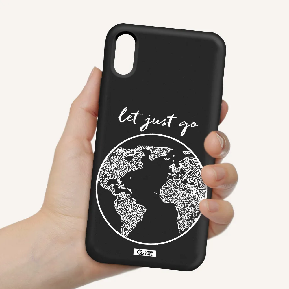 a white background with a circle Apple iPhone X Silicone black Case