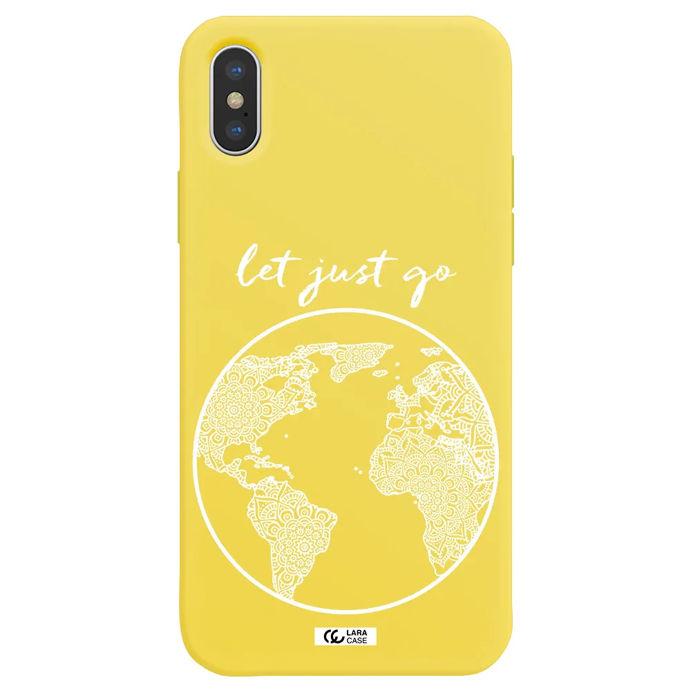 a white background with a circle Apple iPhone X Silicone canary yellow Case