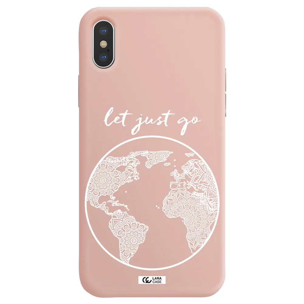 a white background with a circle Apple iPhone X Silicone pastel pink Case