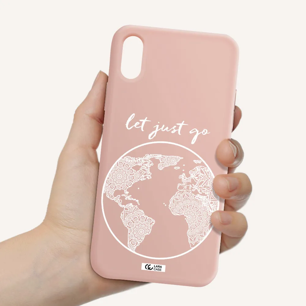a white background with a circle Apple iPhone X Silicone pastel pink Case