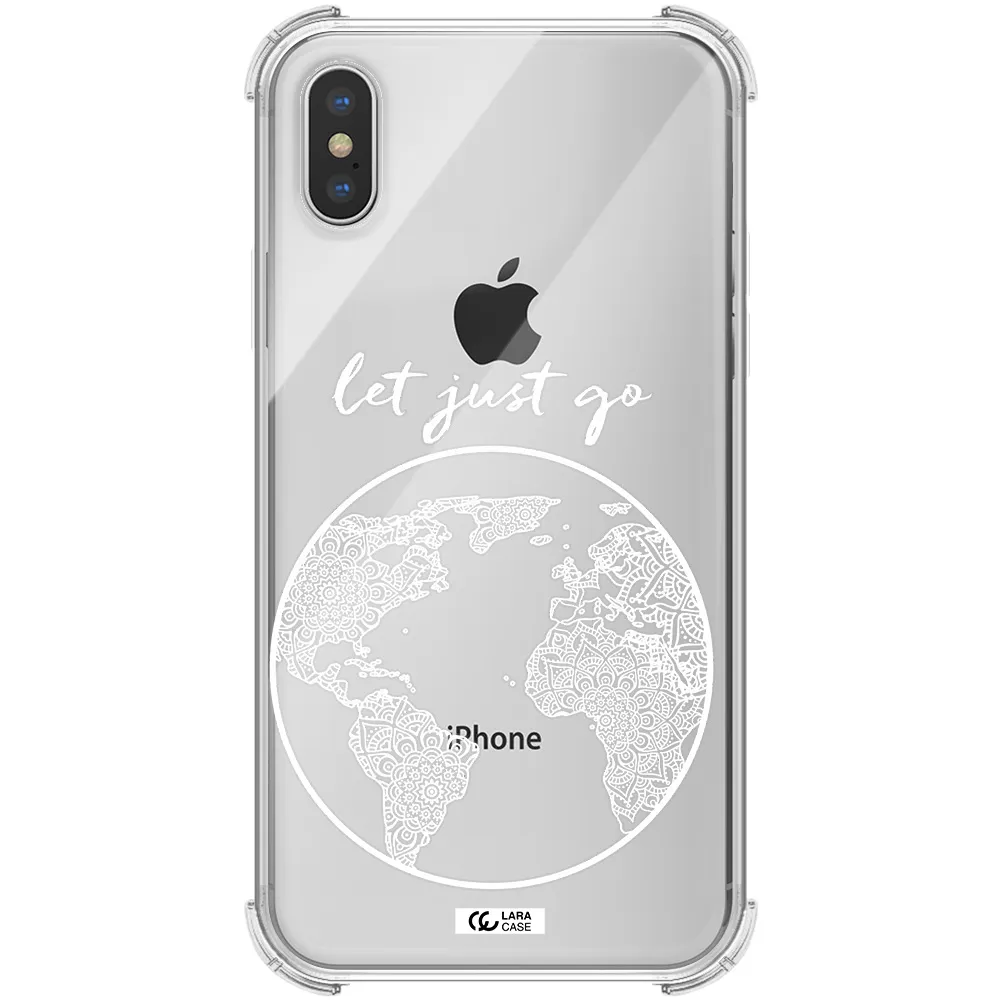 a white background with a circle Apple iPhone XS Clear PC Case