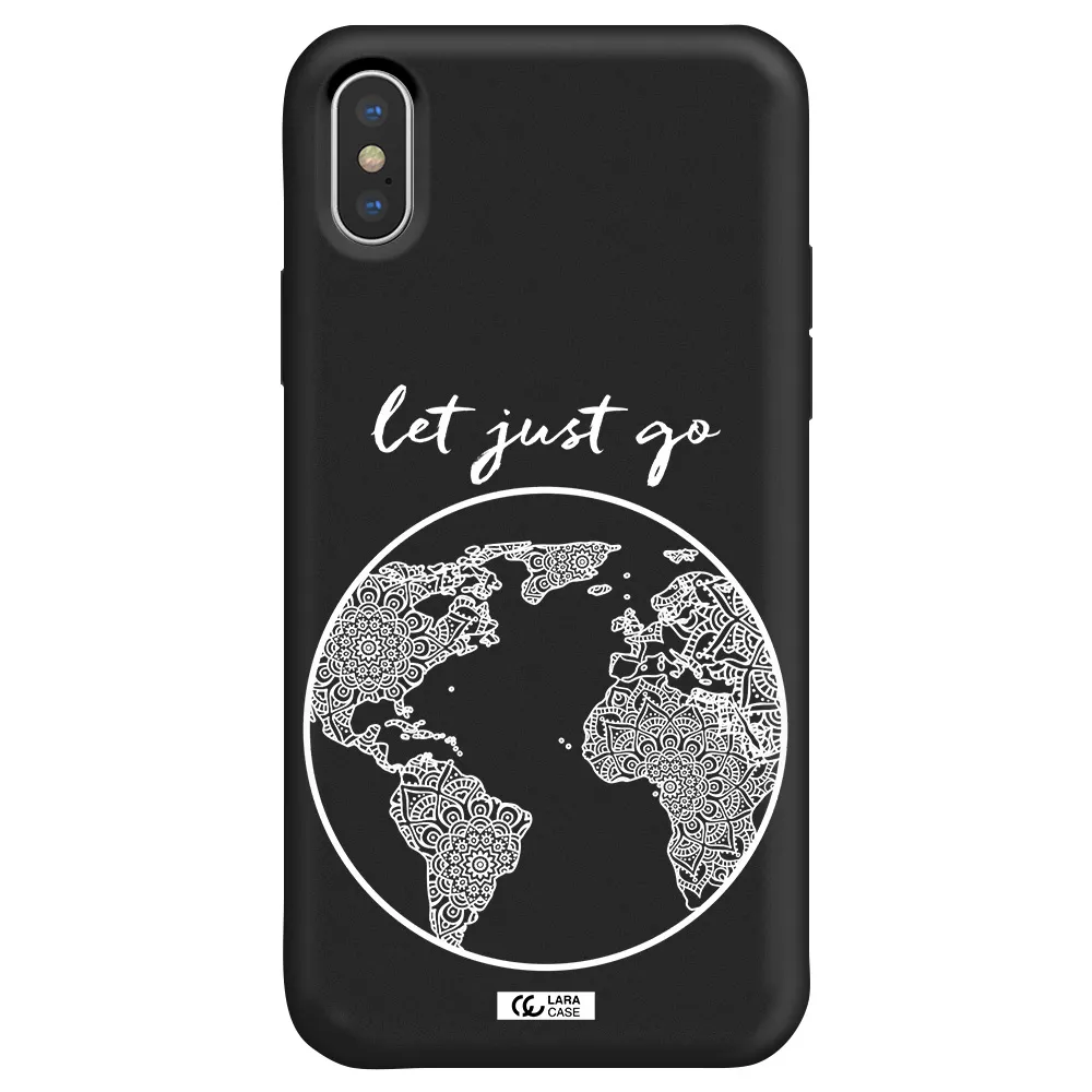 a white background with a circle Apple iPhone XS Silicone black Case