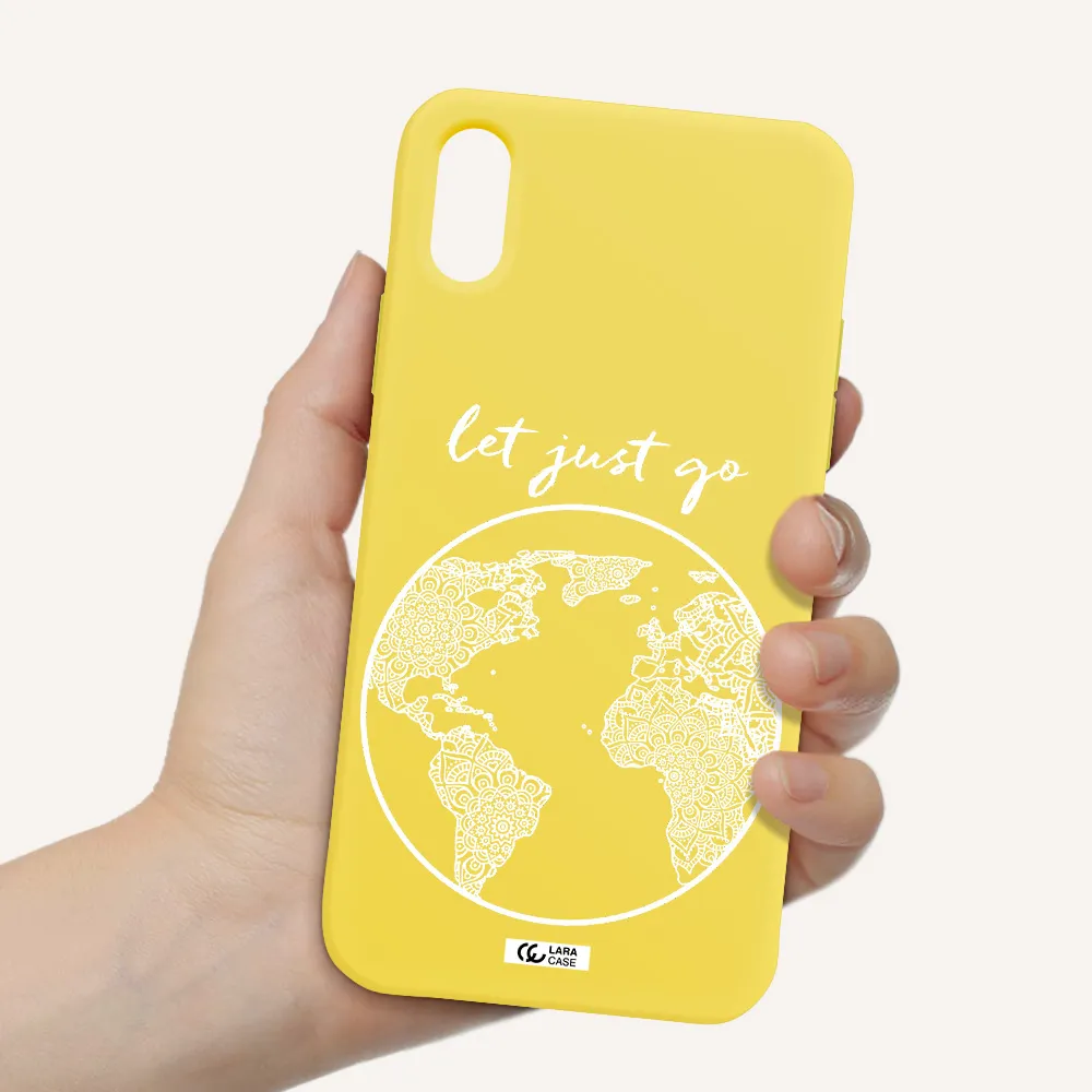 a white background with a circle Apple iPhone XS Silicone canary yellow Case