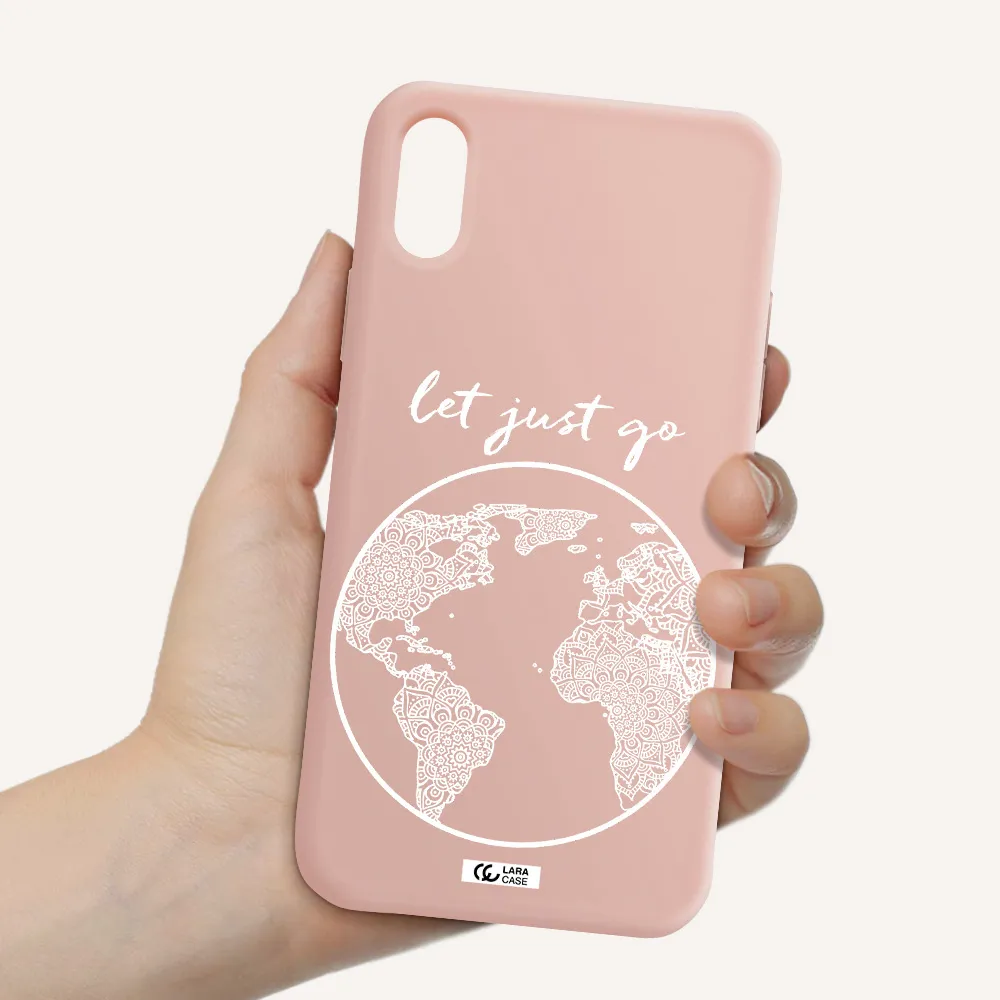 a white background with a circle Apple iPhone XS Silicone pastel pink Case