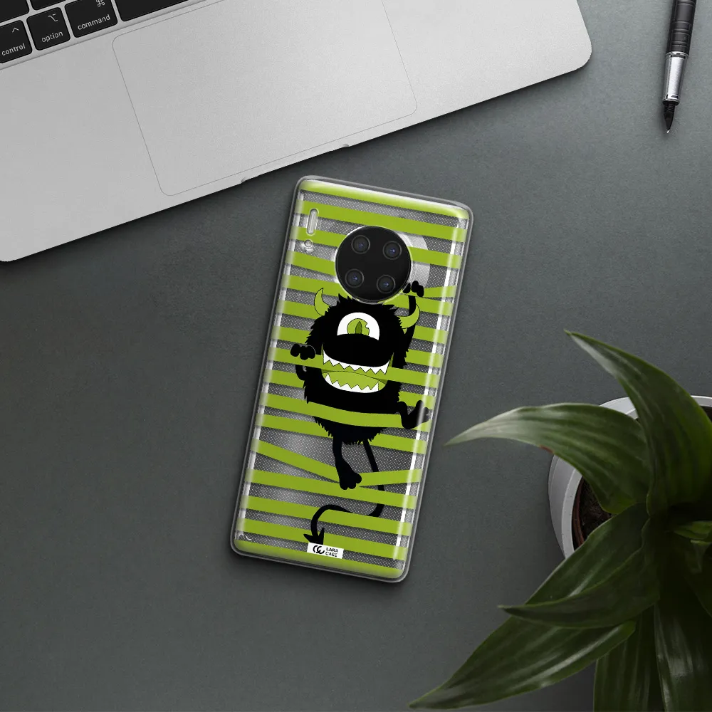 a white background with a circle Huawei Mate 30 Pro Clear TPU Case