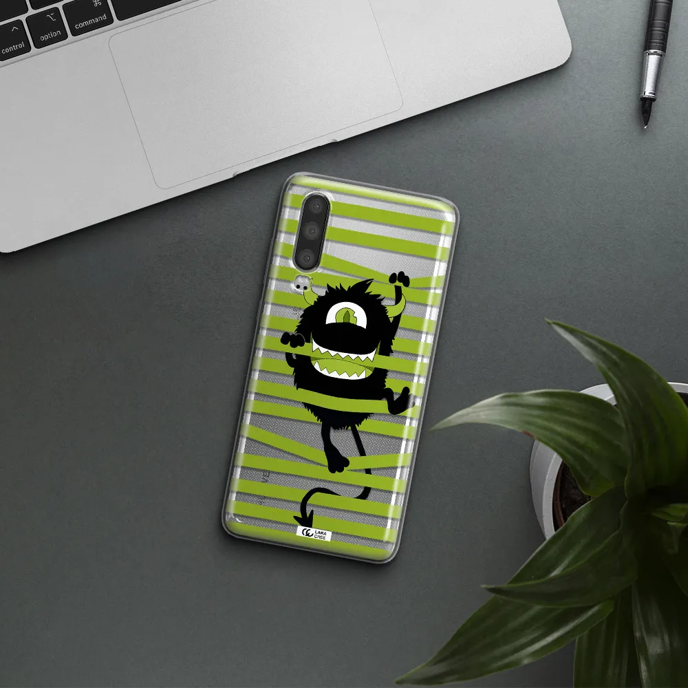 a white background with a circle Huawei P30 Clear TPU Case