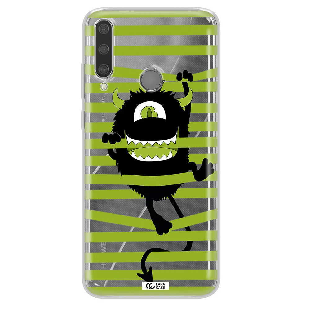 a white background with a circle Huawei Y6P Clear TPU Case