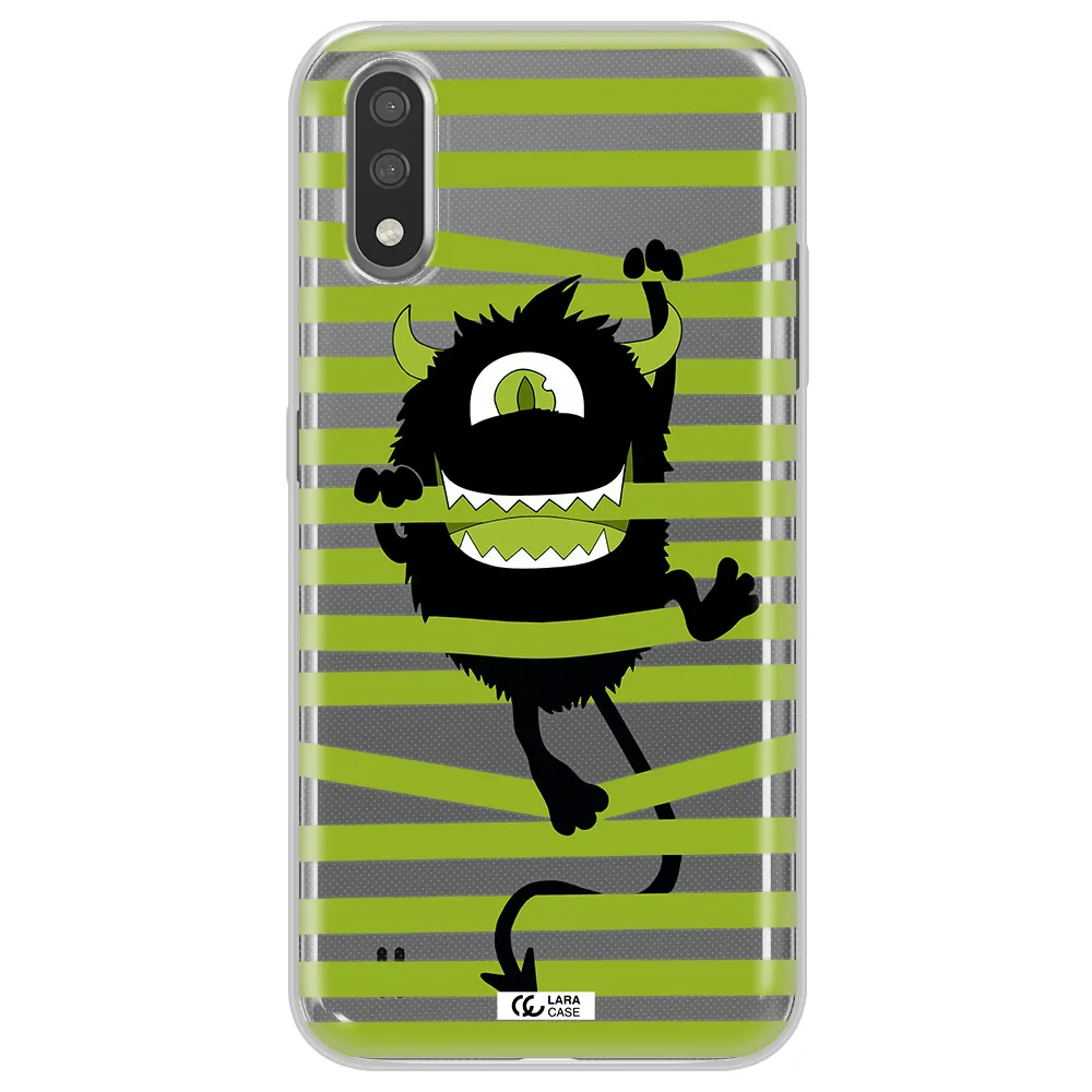 a white background with a circle Samsung A01 Clear TPU Case