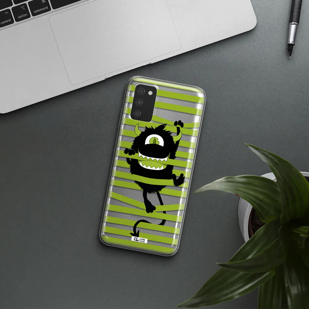 a white background with a circle Samsung A03S Clear TPU Case