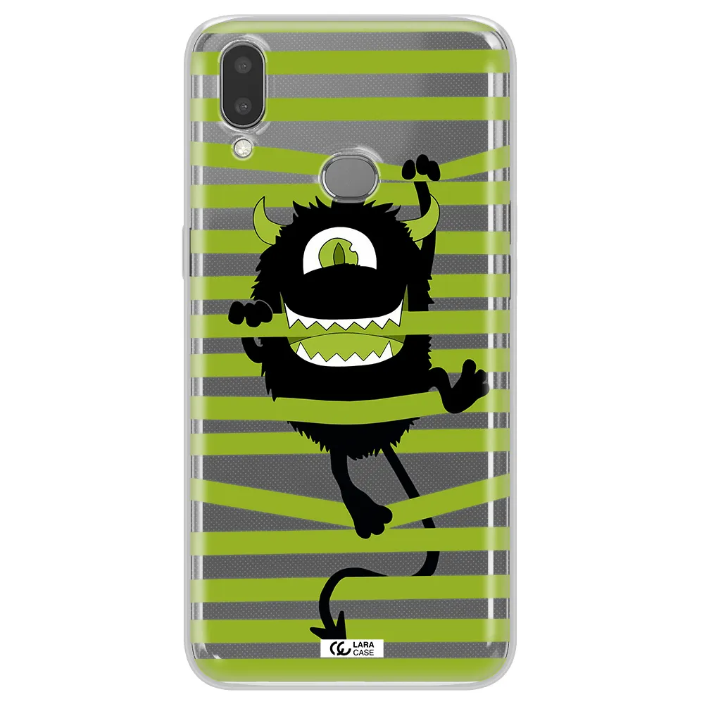 a white background with a circle Samsung A10S Clear TPU Case