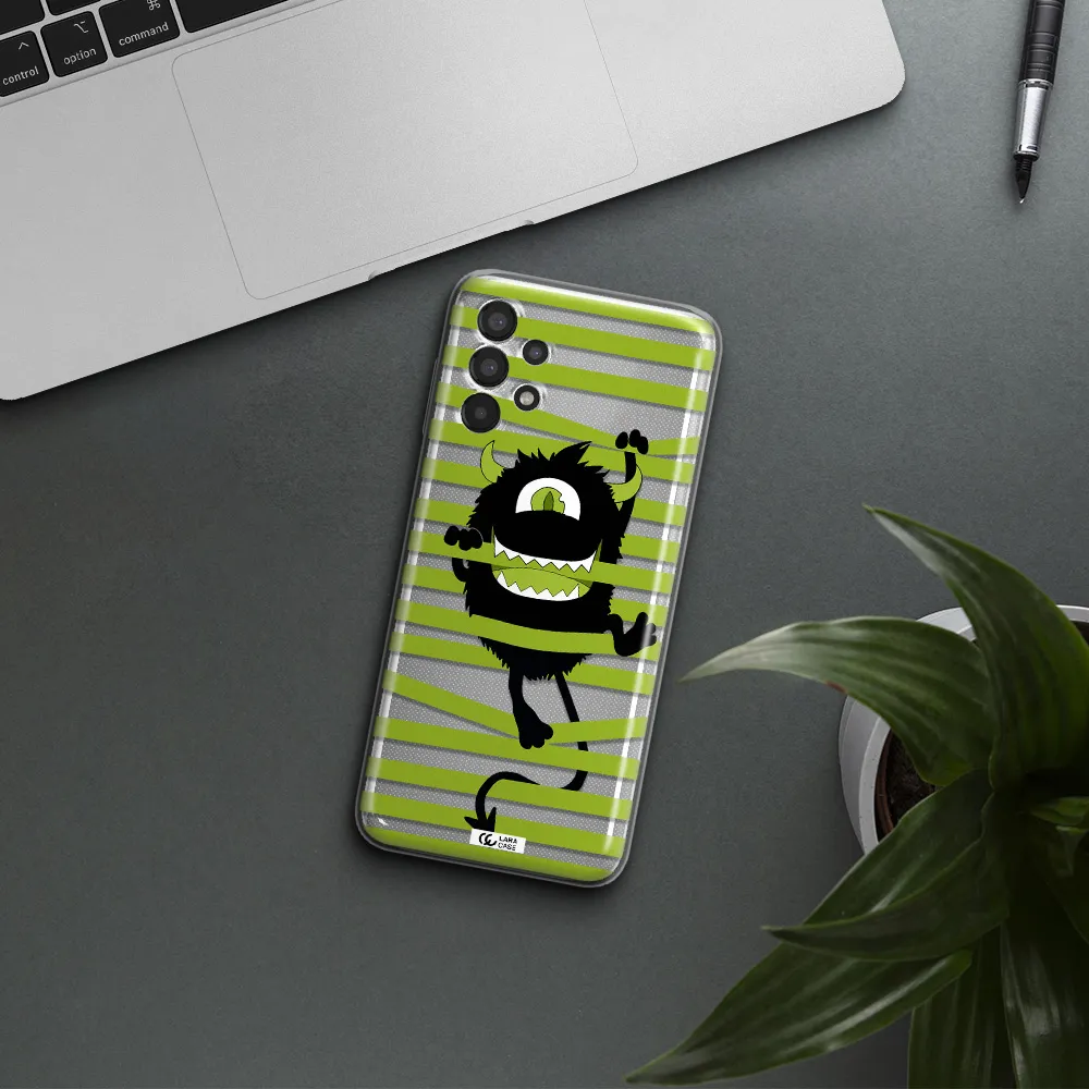 a white background with a circle Samsung A13 Clear TPU Case