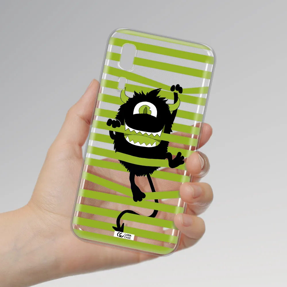 a white background with a circle Samsung A2 Core Clear TPU Case