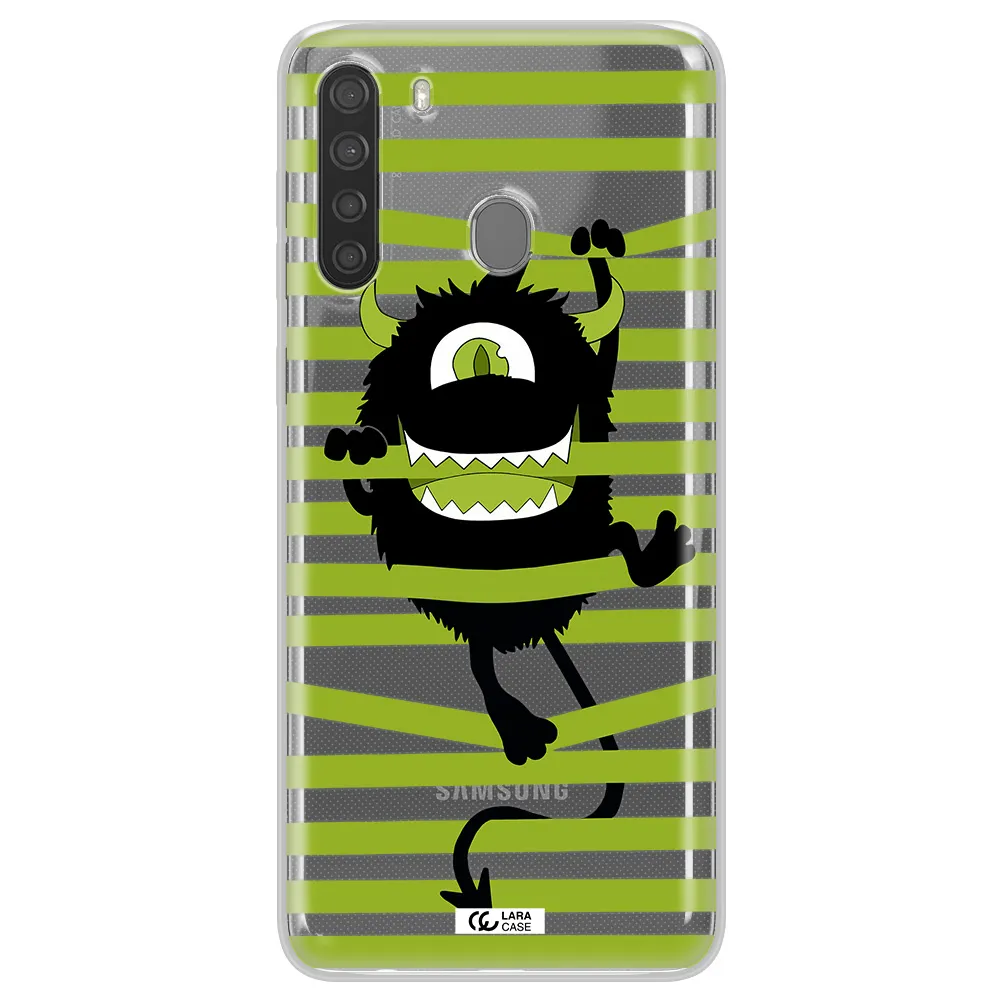 a white background with a circle Samsung A21 Clear TPU Case