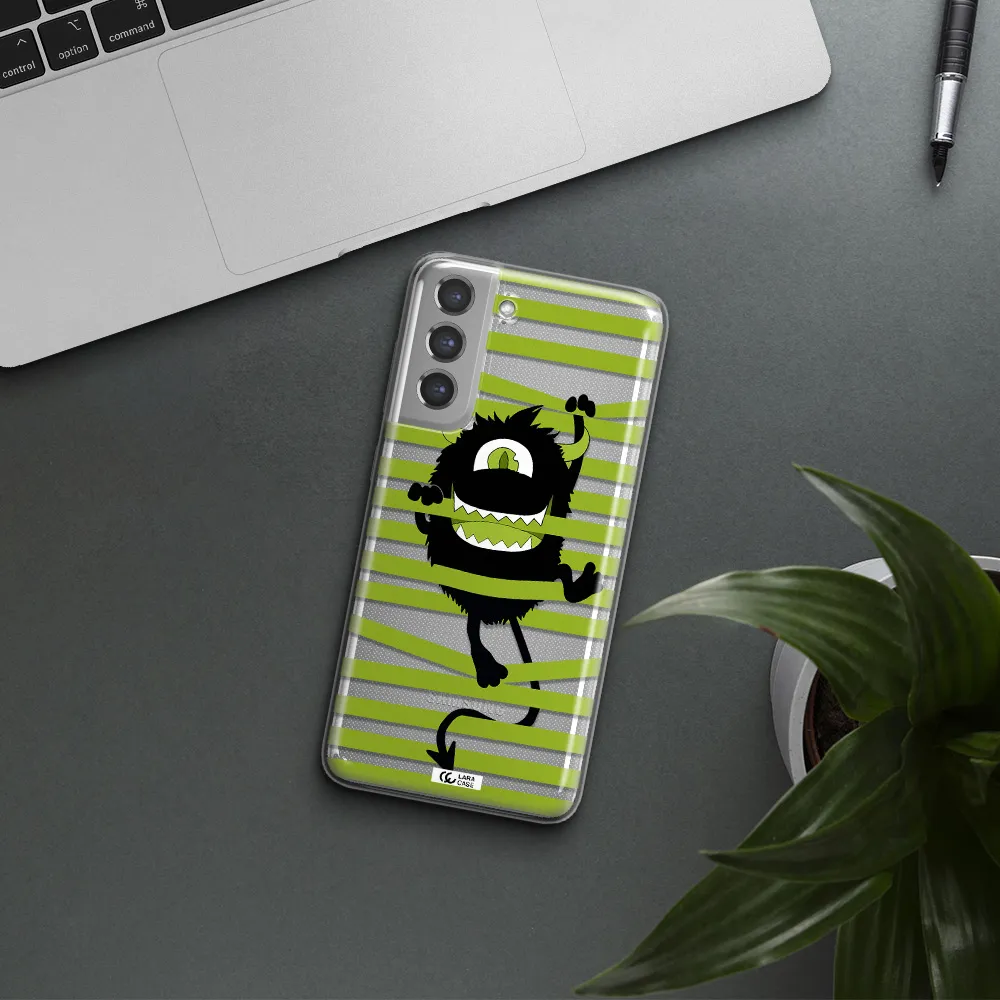 a white background with a circle Samsung A21 Fe Clear TPU Case