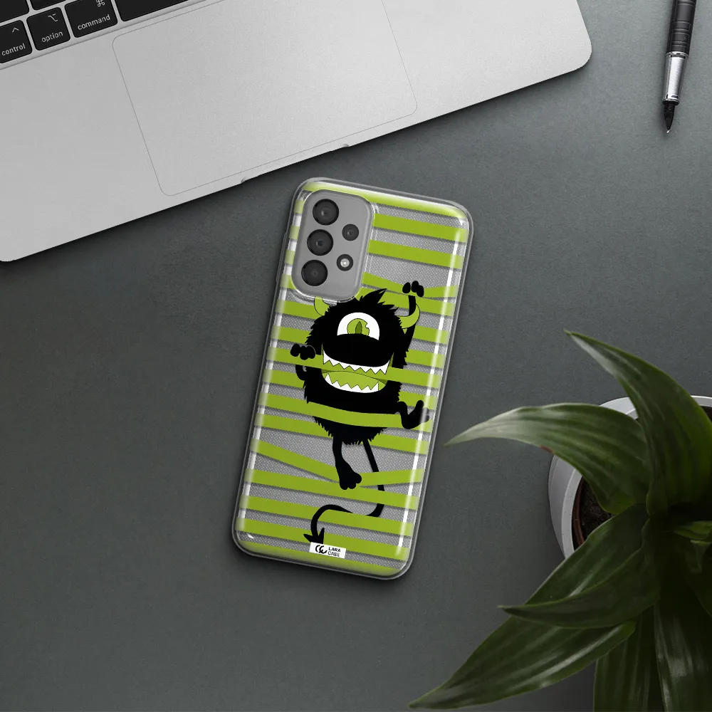 a white background with a circle Samsung A33 Clear TPU Case