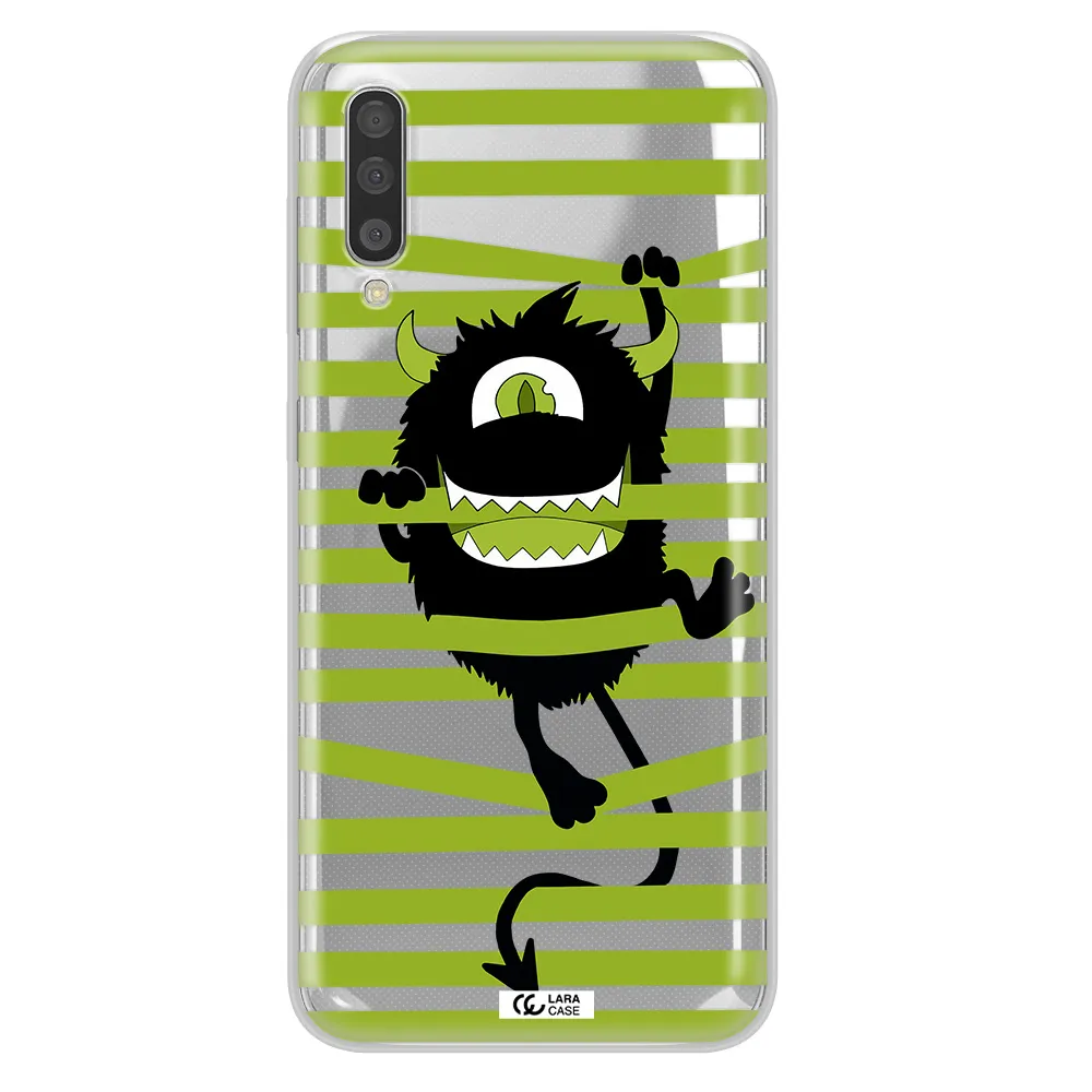 a white background with a circle Samsung A50 Clear TPU Case