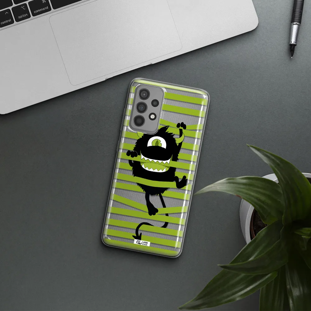 a white background with a circle Samsung A52 Clear TPU Case