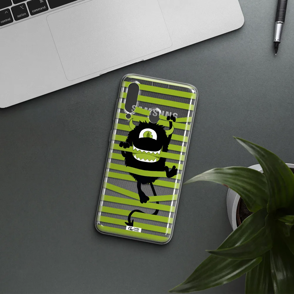 a white background with a circle Samsung A60 Clear TPU Case