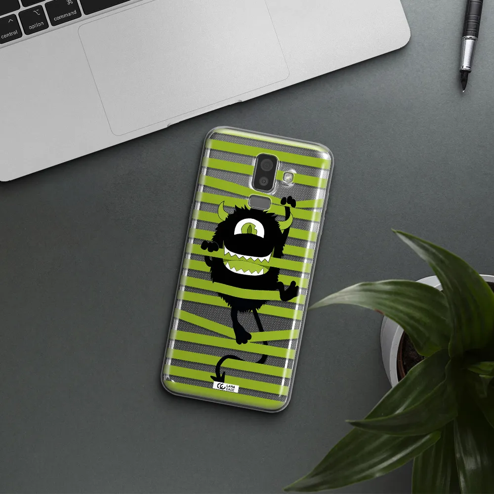 a white background with a circle Samsung J8 Clear TPU Case