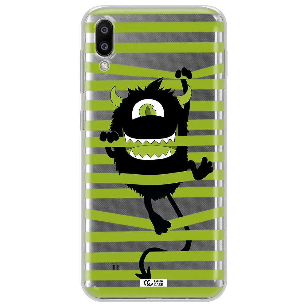 a white background with a circle Samsung M10 Clear TPU Case